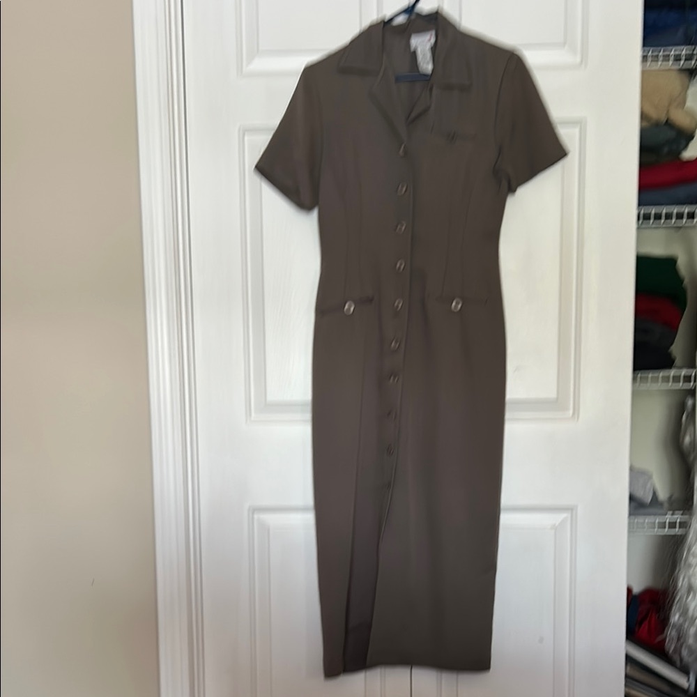 Olive Button-Down Dress